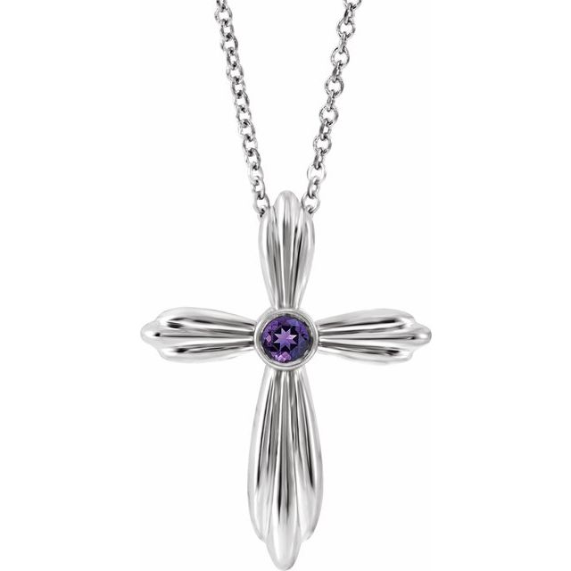 14k-white-natural-amethyst-cross-16-18"-necklace