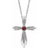 14k-white-natural-mozambique-garnet-cross-16-18"-necklace