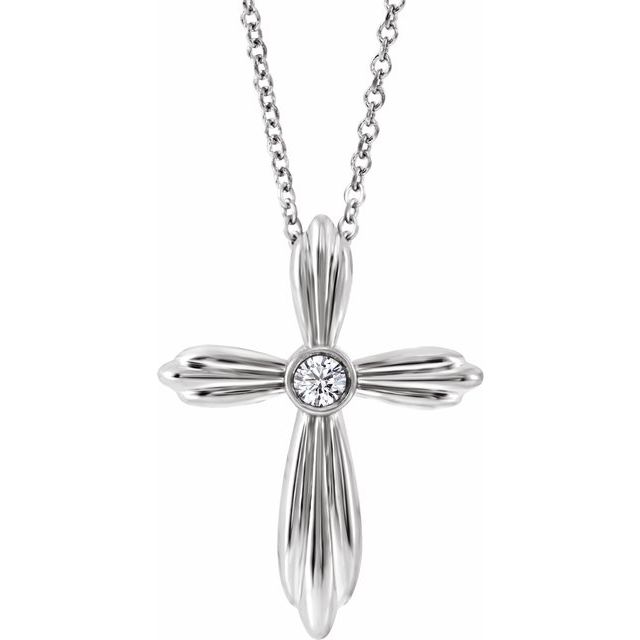 14k-white-.06-ctw-natural-diamond-cross-16-18"-necklace