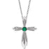 14k-white-natural-emerald-cross-16-18"-necklace