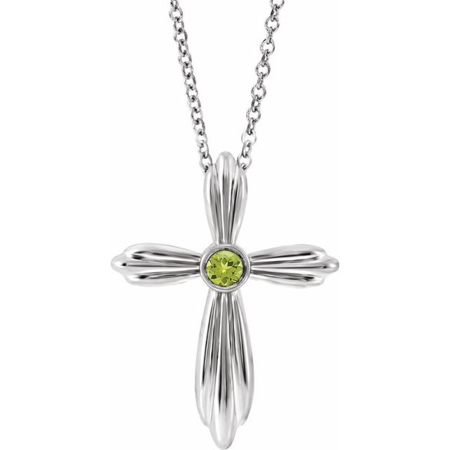 14k-white-natural-peridot-cross-16-18"-necklace