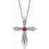 14k-white-natural-ruby-cross-16-18"-necklace
