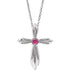 14k-white-natural-pink-tourmaline-cross-16-18"-necklace
