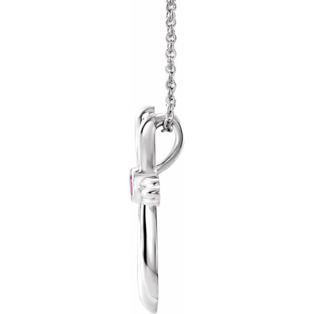 14k-white-natural-pink-tourmaline-cross-16-18"-necklace