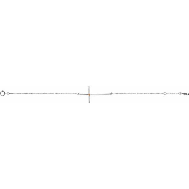 14k-white-natural-citrine-sideways-cross-7-8"-bracelet