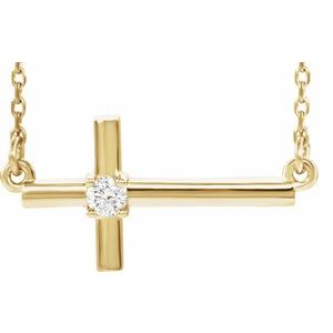 Diamond 1/10 ct Sideways Cross Adjustable Necklace