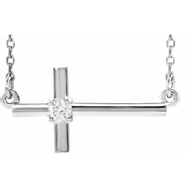 14k-white-1/10-ctw-natural-diamond-sideways-cross-16-18"-necklace