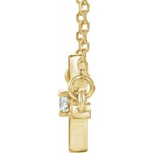 Diamond 1/10 ct Sideways Cross Adjustable Necklace