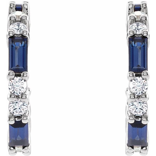 14k-white-gold-lab-grown-blue-sapphire-&-1/2-ctw-natural-diamond--hoop-earrings
