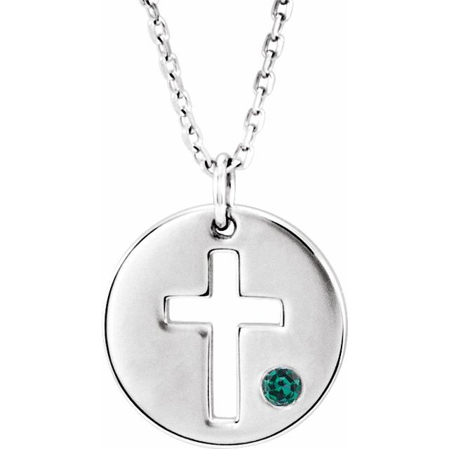 14k-white-natural-alexandrite-pierced-cross-disc-16-18"-necklace