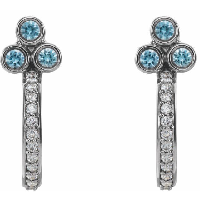 sterling-silver-natural-blue-zircon-&-1/4-ctw-natural-diamond-j-hoop-earrings