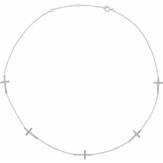 14k-white-3-station-cross-adjustable-16-18”-necklace