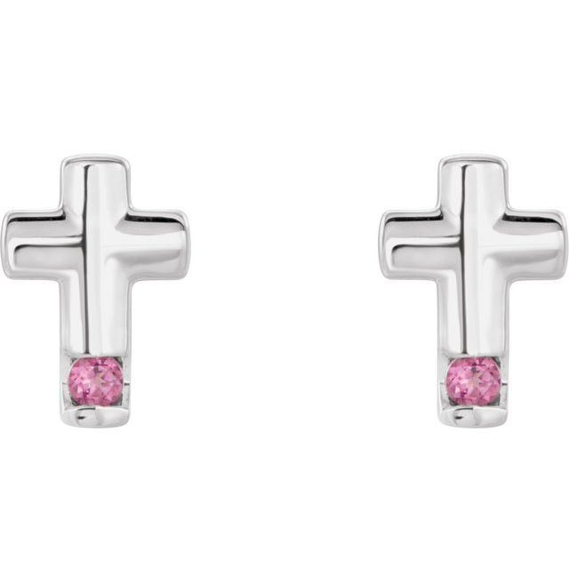 sterling-silver-natural-pink-tourmaline-cross-earrings