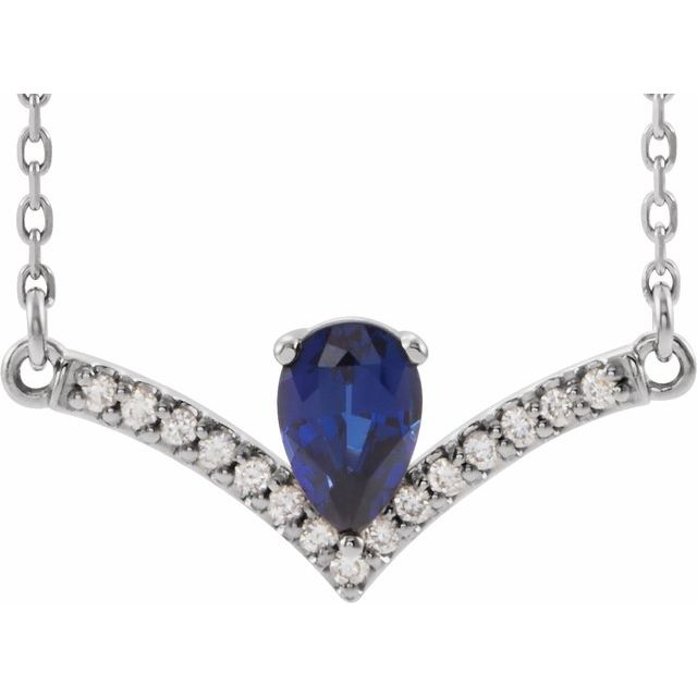 14k-white-lab-grown-blue-sapphire-&-.06-ctw-diamond-16"-necklace