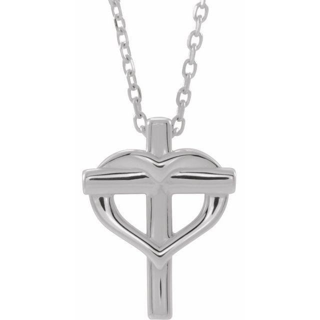 14k-white-youth-cross-with-heart-15"-necklace