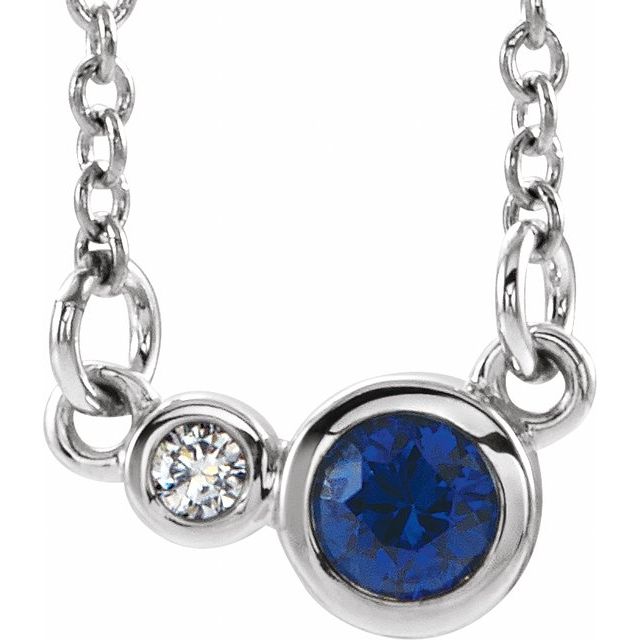 14k-white-lab-grown-blue-sapphire-&-.02-ctw-natural-diamond-16"-necklace