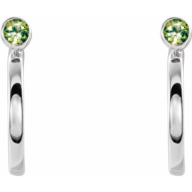 14k-white--natural-peridot-huggie-j-hoop-earring