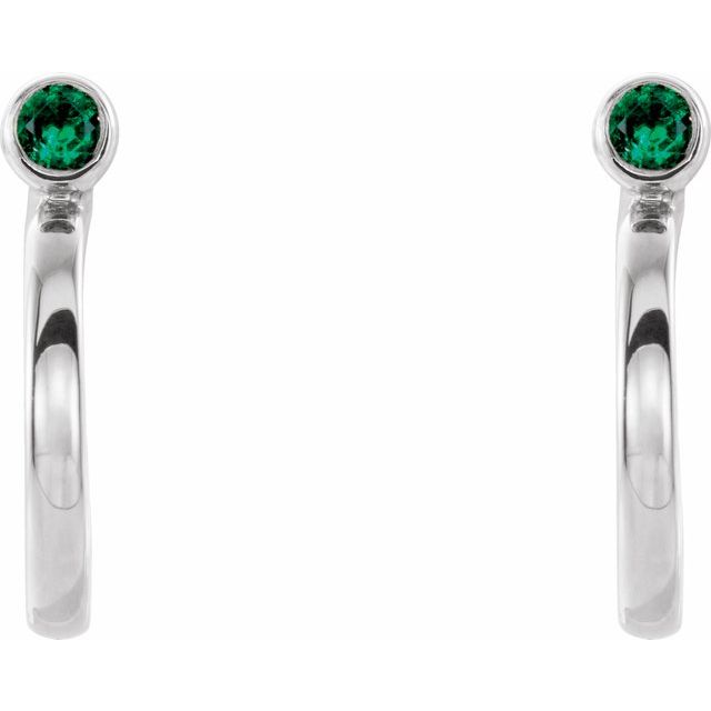 sterling-silver--lab-grown-emerald-huggie-j-hoop-earring