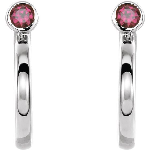 14k-white--natural-ruby-huggie-j-hoop-earring