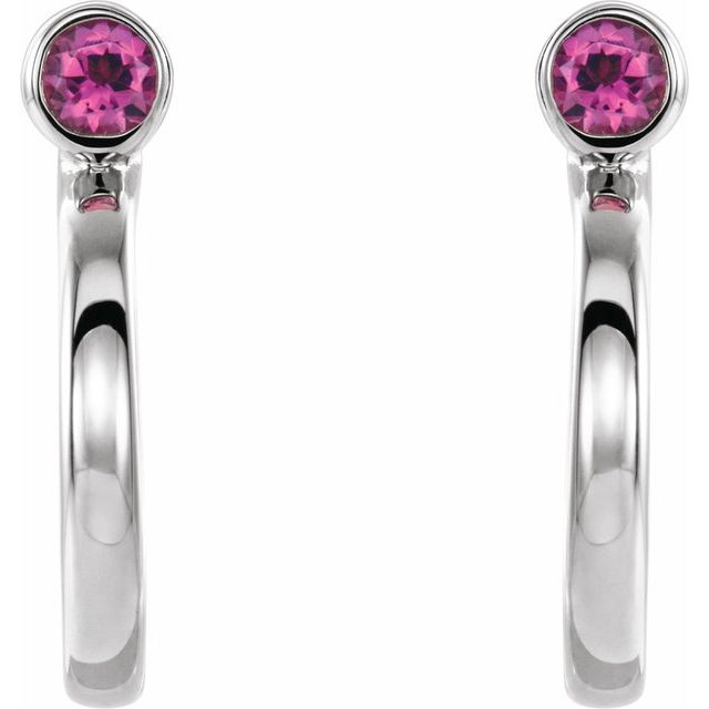 14k-white--natural-pink-tourmaline-huggie-j-hoop-earring