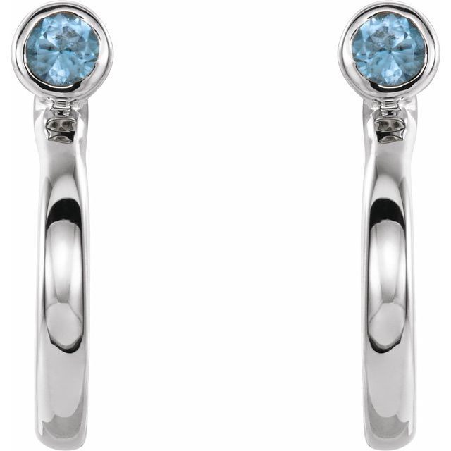 14k-white--natural-blue-zircon-huggie-j-hoop-earring