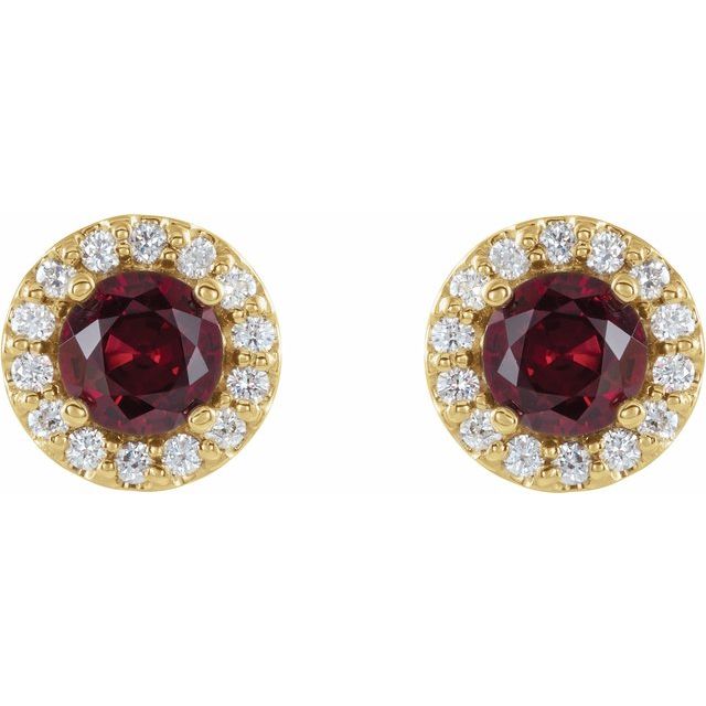 14k-yellow--natural-ruby-&-1/8-ctw-natural-diamond-earrings