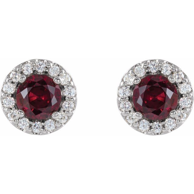 14k-white-gold-lab-grown-ruby-&-1/3-ctw-natural-diamond-earrings