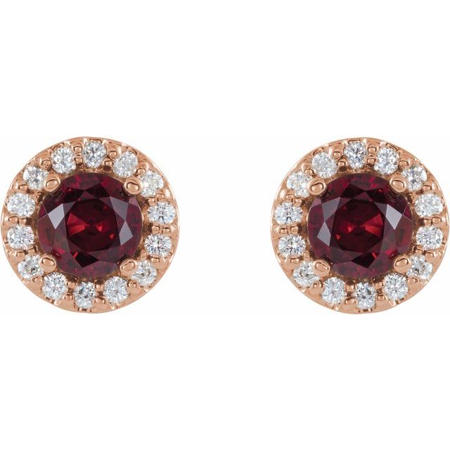 14k-rose--lab-grown-ruby-&-1/8-ctw-natural-diamond-earrings