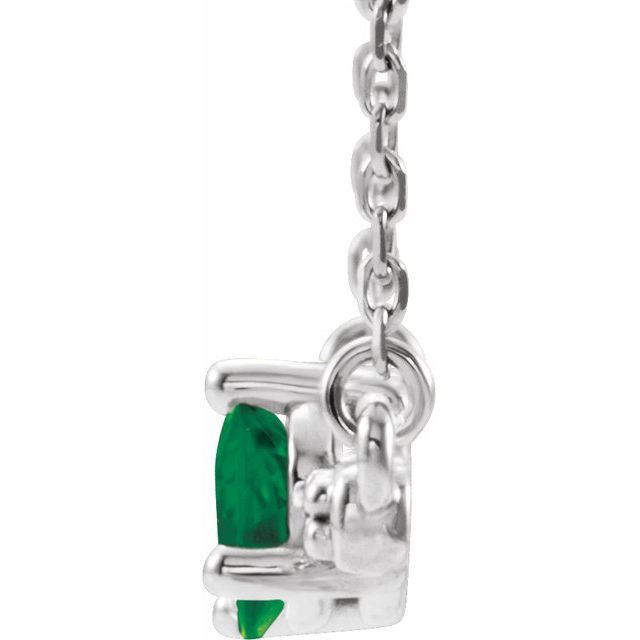 14k-white-lab-grown-emerald-&-1/10-ctw-natural-diamond-18"-necklace