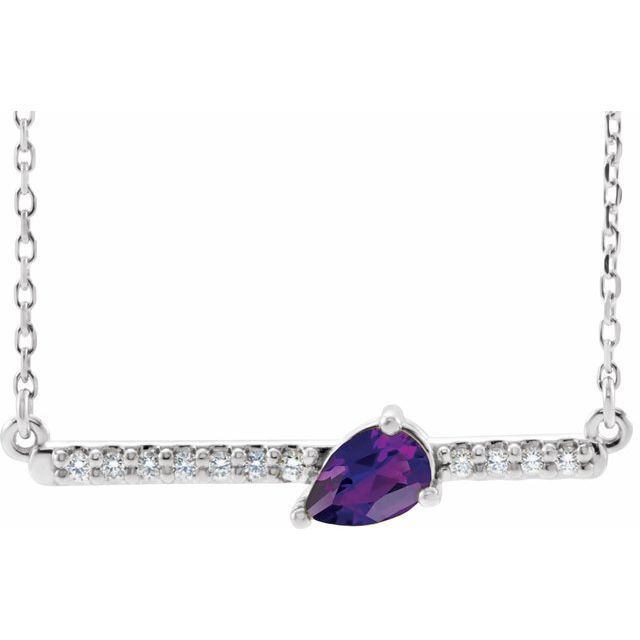 14k-white-natural-amethyst-&-1/10-ctw-natural-diamond-18"-necklace