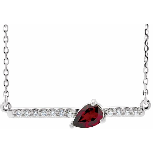14k-white-natural-mozambique-garnet-&-1/10-ctw-natural-diamond-18"-necklace