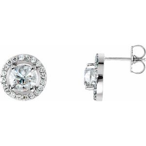 Diamond Round 4-Prong Halo-Style Earrings
