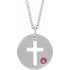 14k-white-natural-tourmaline-pierced-cross-disc-16-18"-necklace