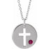 sterling-silver-imitation-ruby-pierced-cross-disc-16-18"-necklace