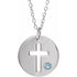 14k-white-natural-aquamarine-pierced-cross-disc-16-18"-necklace