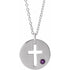 sterling-silver-imitation-amethyst-pierced-cross-disc-16-18"-necklace