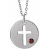 14k-white-natural-garnet-pierced-cross-disc-16-18"-necklace