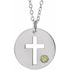 sterling-silver-imitation-peridot-pierced-cross-disc-16-18"-necklace