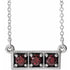 14k-white-natural-mozambique-garnet-three-stone-bar-16-18"-necklace