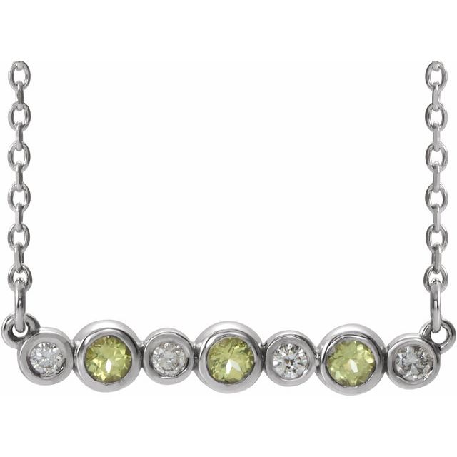 14k-white-natural-peridot-&-.08-ctw-natural-diamond-bezel-set-16-18"-necklace