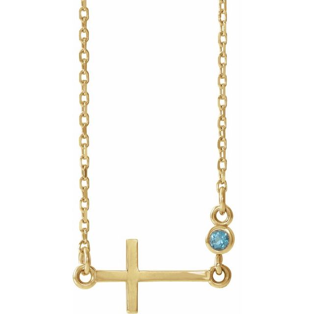 14k-yellow-natural-aquamarine-sideways-cross-16-18"-necklace