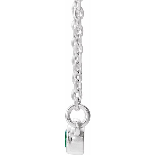 14k-white-lab-grown-emerald-&-.08-ctw-natural-diamond-bezel-set-16-18"-necklace