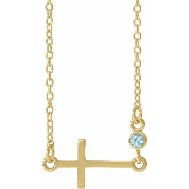 14k-yellow-natural-blue-zircon-sideways-cross-16-18"-necklace
