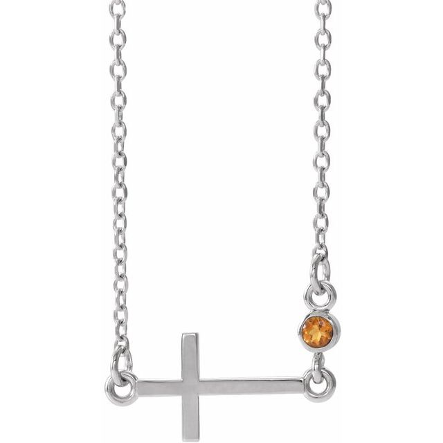 sterling-silver-natural-citrine-sideways-cross-16-18"-necklace