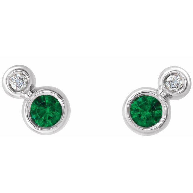 14k-white--lab-grown-emerald-&-.06-ctw-natural-diamond-earrings
