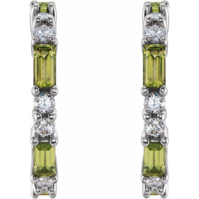 14k-white-natural-peridot-&-1/2-ctw-natural-diamond--hoop-earrings