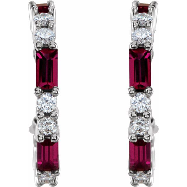 sterling-silver-lab-grown-ruby-&-1/2-ctw-natural-diamond--hoop-earrings