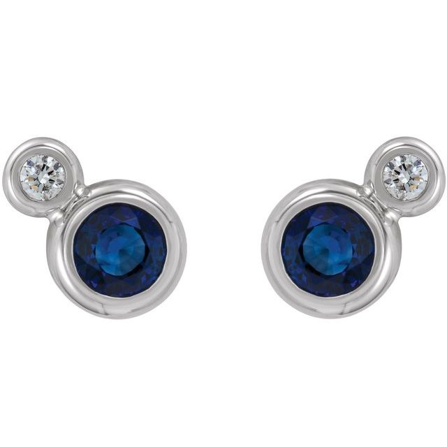 14k-white-gold--lab-grown-blue-sapphire-&-.06-ctw-natural-diamond-earrings