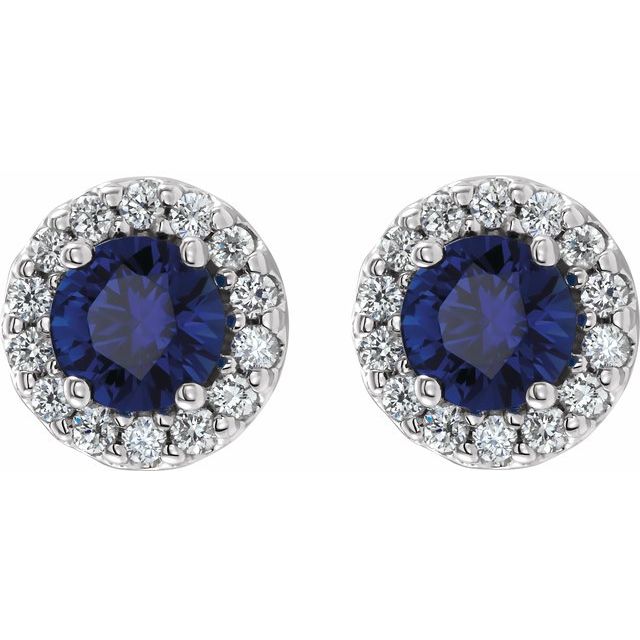 14k-white-gold--lab-grown-blue-sapphire-&-1/4-ctw-natural-diamond-earrings