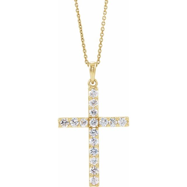14k-yellow-1-ctw-lab-grown-diamond-cross-18"-necklace